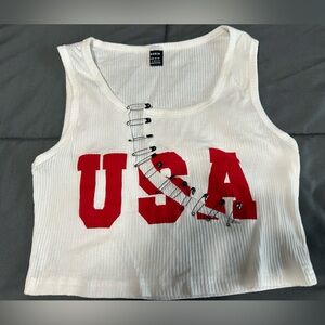White USA tank from SHEIN